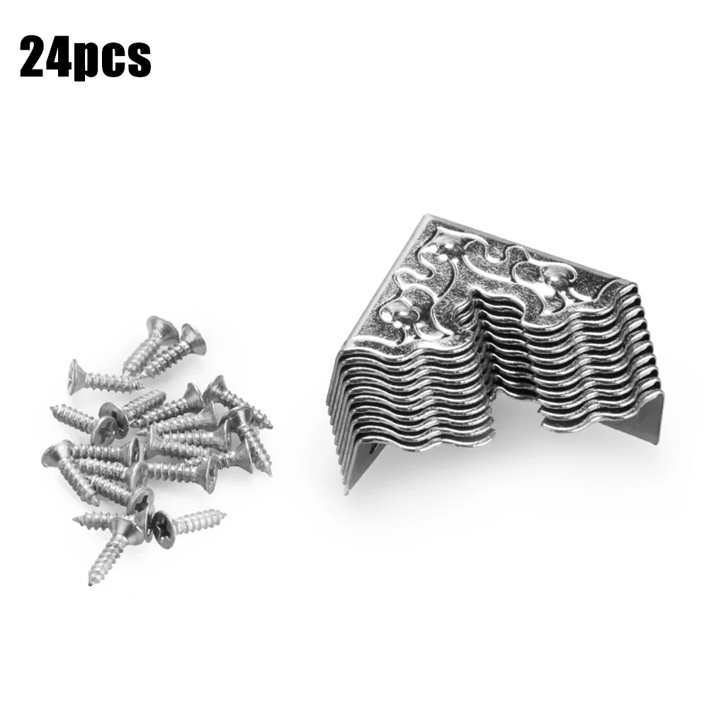 25mm Antique Style Metal Corner Protectors for Wooden Jewelry Boxes Tables Desks and Craft Projects 24pcs Iron