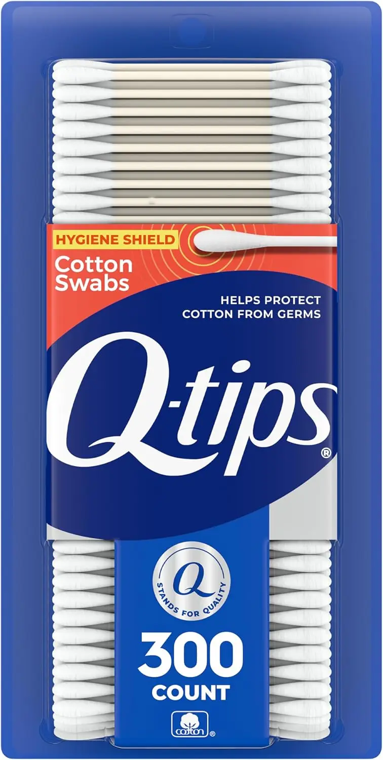 

Antimicrobial Cotton Swabs 300 Count for Cleaning, Beauty & First Aid, Treated to Stay Fresher