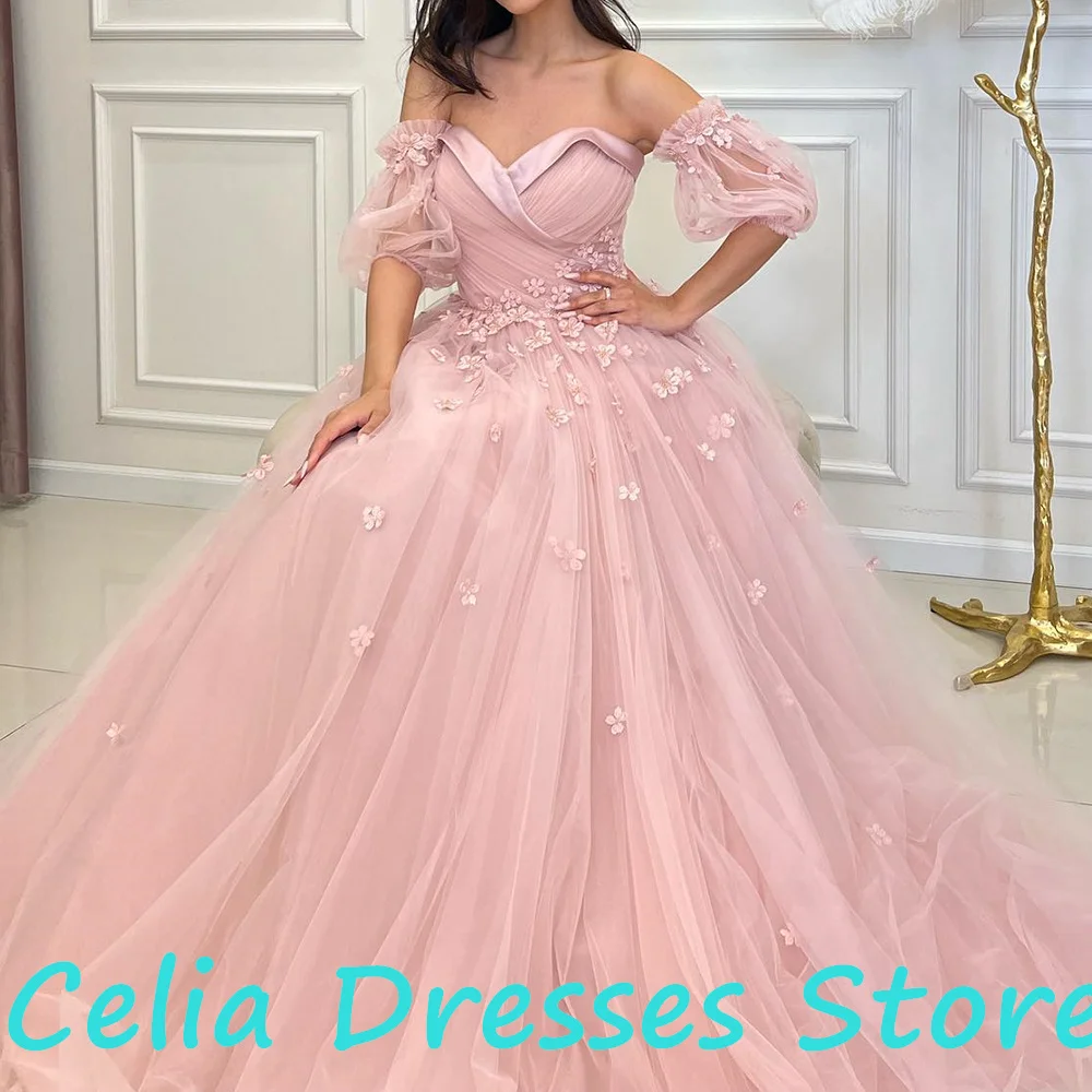 Sweetheart Straight Detachable Sleeve Tulle Short Sleeves Floor Length Pleats Sweep Train Solid Color Appliques Party Gowns 2024