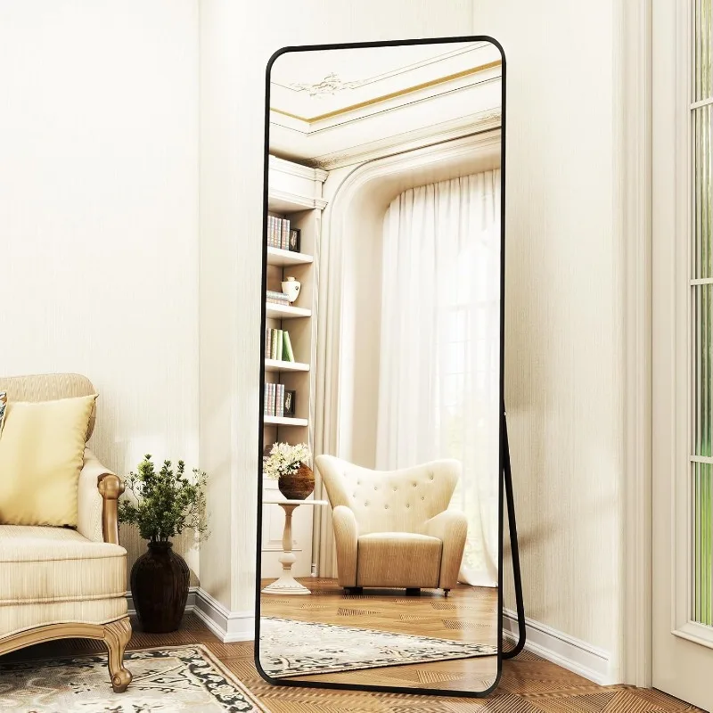 

Full Length Mirror 23"x66", Large Floor Mirror with Rectangle Rounded Corners, Gold Aluminum Alloy Frame