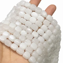 AAA Natural White Jades Stone Bead Cylinder Square Loose Spacer Beads For Jewelry Making Diy Bracelet Necklace Accessorise