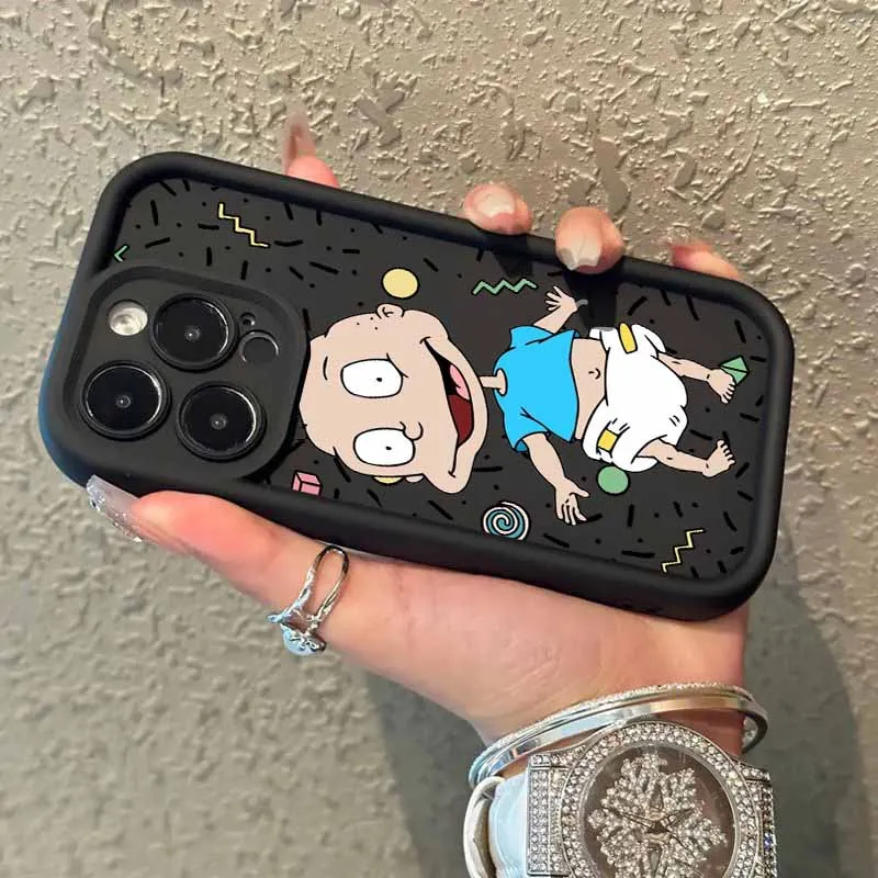 كارتون صبي وفتاة Rugrats Chuckie's لسامسونج غالاكسي S25 S24 S23 S22 S21 S20 FE ملاحظة 20 الترا زائد العين سلم لينة جراب هاتف
