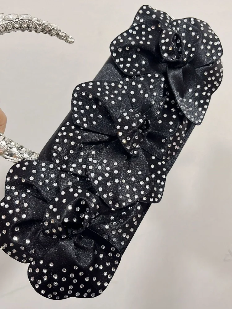 النمط الفرنسي سوبر تألق حجر الراين مساء حقائب يد المرأة حقيبة يد حريرية زهرة ديكو محفظة حفل زفاف #5