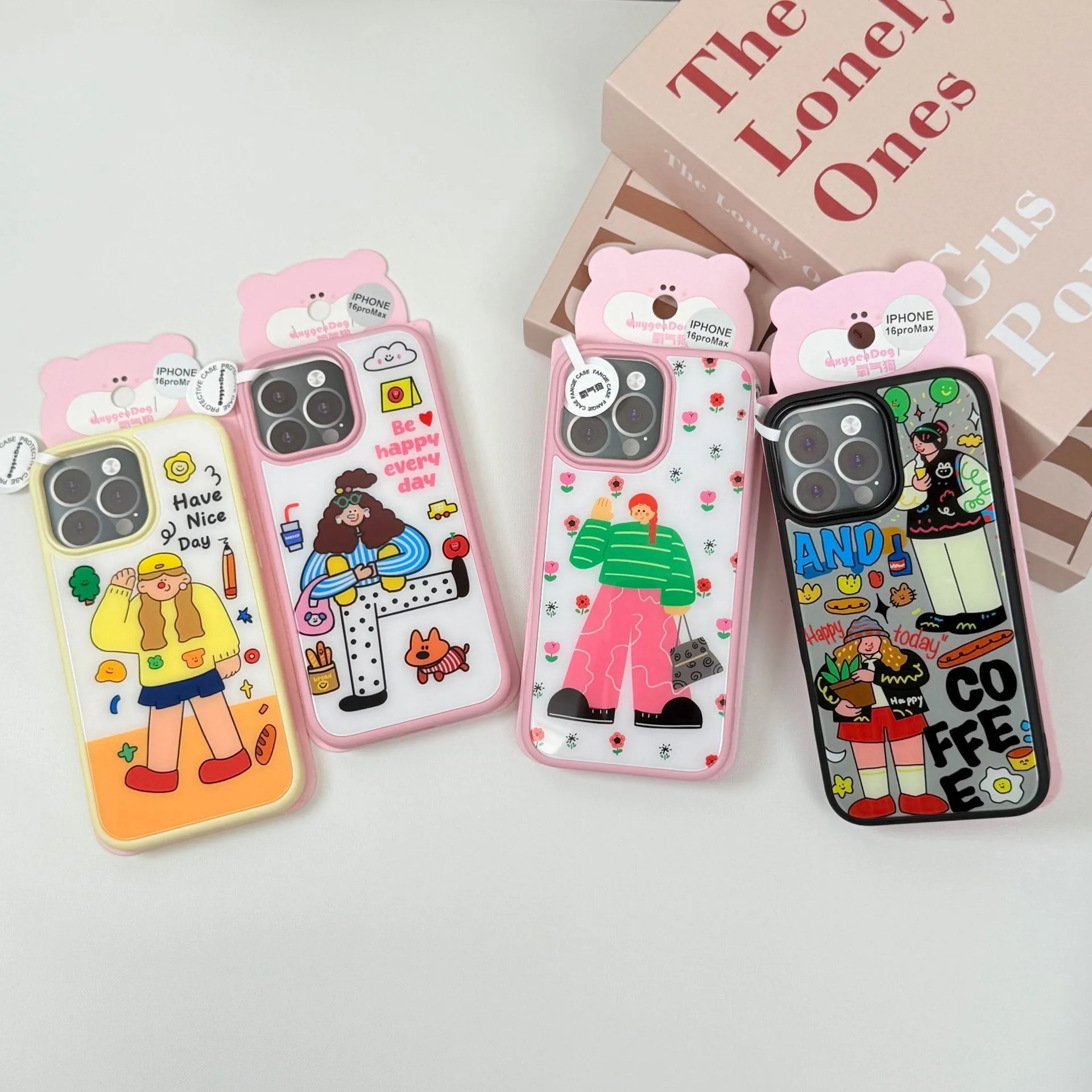 

Чехол для телефона с милым литературным рисунком девушки из мультфильма, подходит для iPhone 16 Pro, матовый чехол для телефона 16 Pro Max, чехол