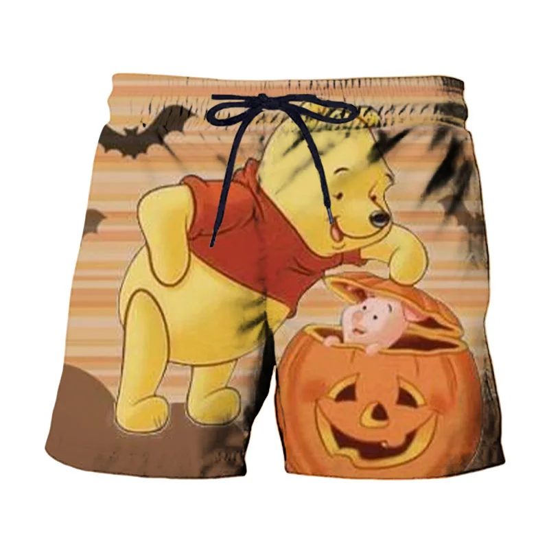 Pantalones cortos de Mickey Mouse para hombre, pantalones cortos de Disney con estampado 3D de calabaza, bañadores, pantalones cortos de playa, pantalones cortos de moda para hombre, nueva ropa para hombre