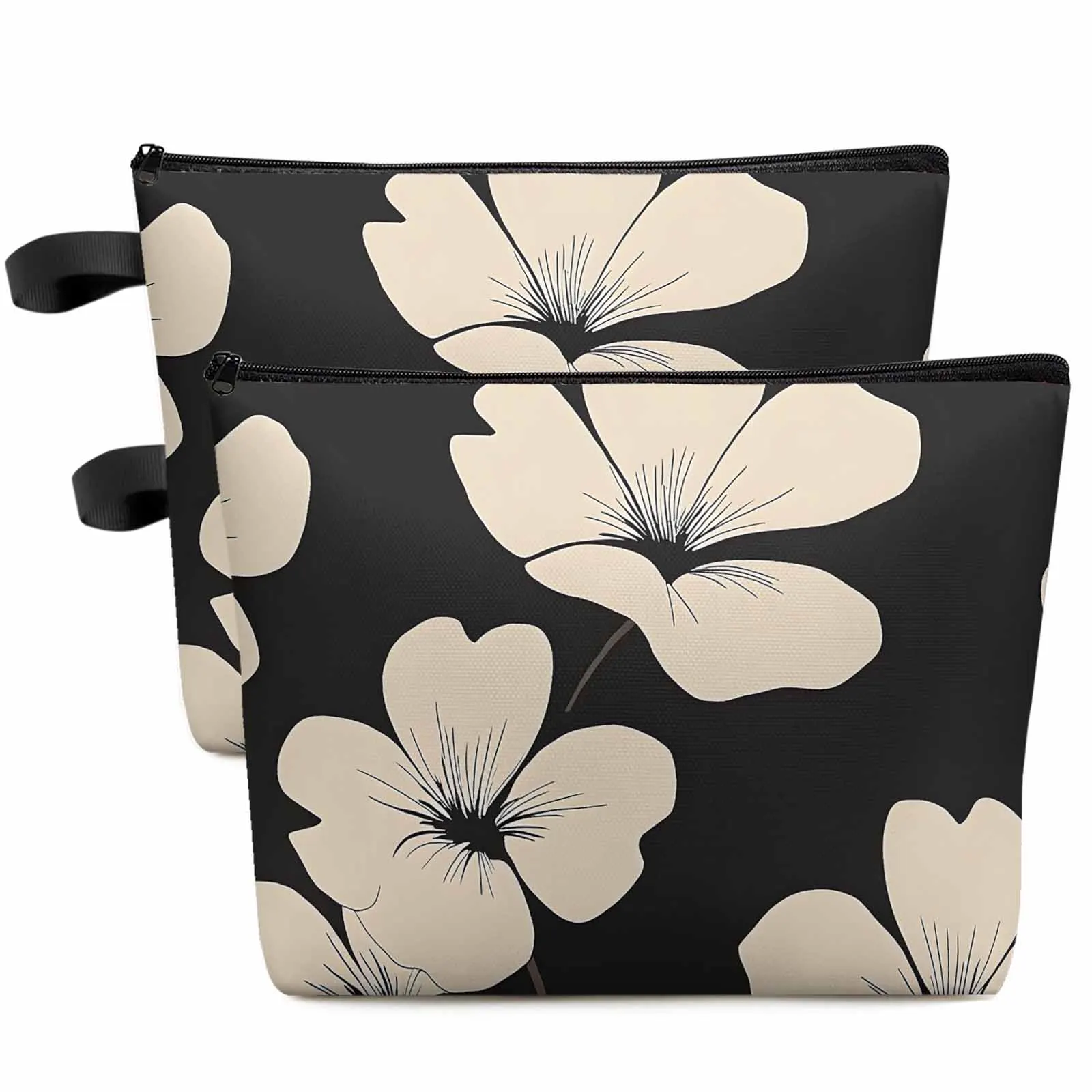 

Vintage Silhouette Flowers Large Capacity Travel Cosmetic Bag Portable Makeup Storage Pouch Women Waterproof Pencil Case