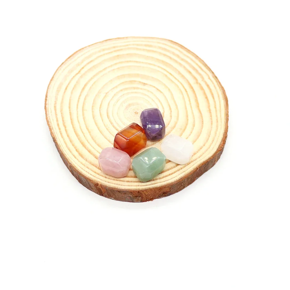 Natural Stone 11x15mm Multi-color Perforation Bead Faceted Cube Agate Pendant DIY Necklace and Earring Jewelry Accessories