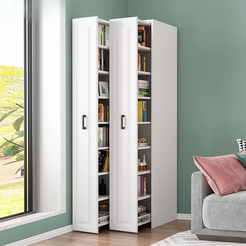 kz-Modern Simple Study Side Pull Bookshelf Narrow Cabinet Bookcase Locker Drawer Invisible Shelf Display Cabinet 8F26*