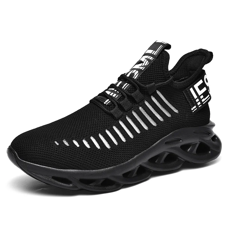 Zapatillas de deporte de punto para hombre, zapatos deportivos informales con amortiguación, transpirables, cómodos, antideslizantes, de alta calidad, talla grande