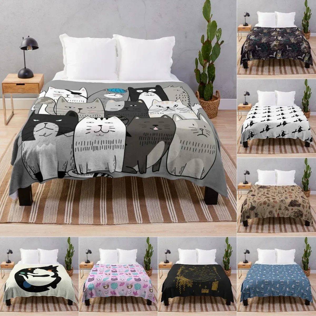 Kedi Sevgilisine Hediye, Yavru Kedi Sahibi için Polar Sherpa Atma Battaniyesi, Yumuşak ve Bulanık Battaniye Kraliçe Kral İkiz Boyutta Kedi Fotoğrafı