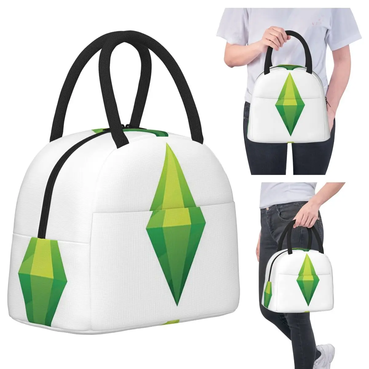 حقيبة غداء معزولة من The Sims 4 Plumbob للنساء والأطفال، صناديق طعام مقاومة للتسرب، حقيبة غداء حرارية