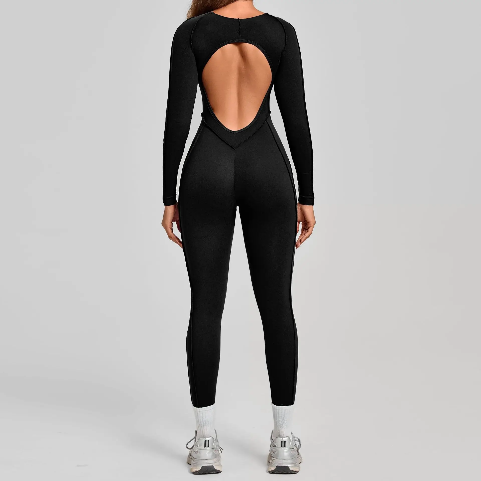 Yoga Set Fitness Jumpsuits Women Workout Romper Zipper Long Sleeves Sports Bodysuit Quick Drying Yoga Clothing Push Up Gym Suit
