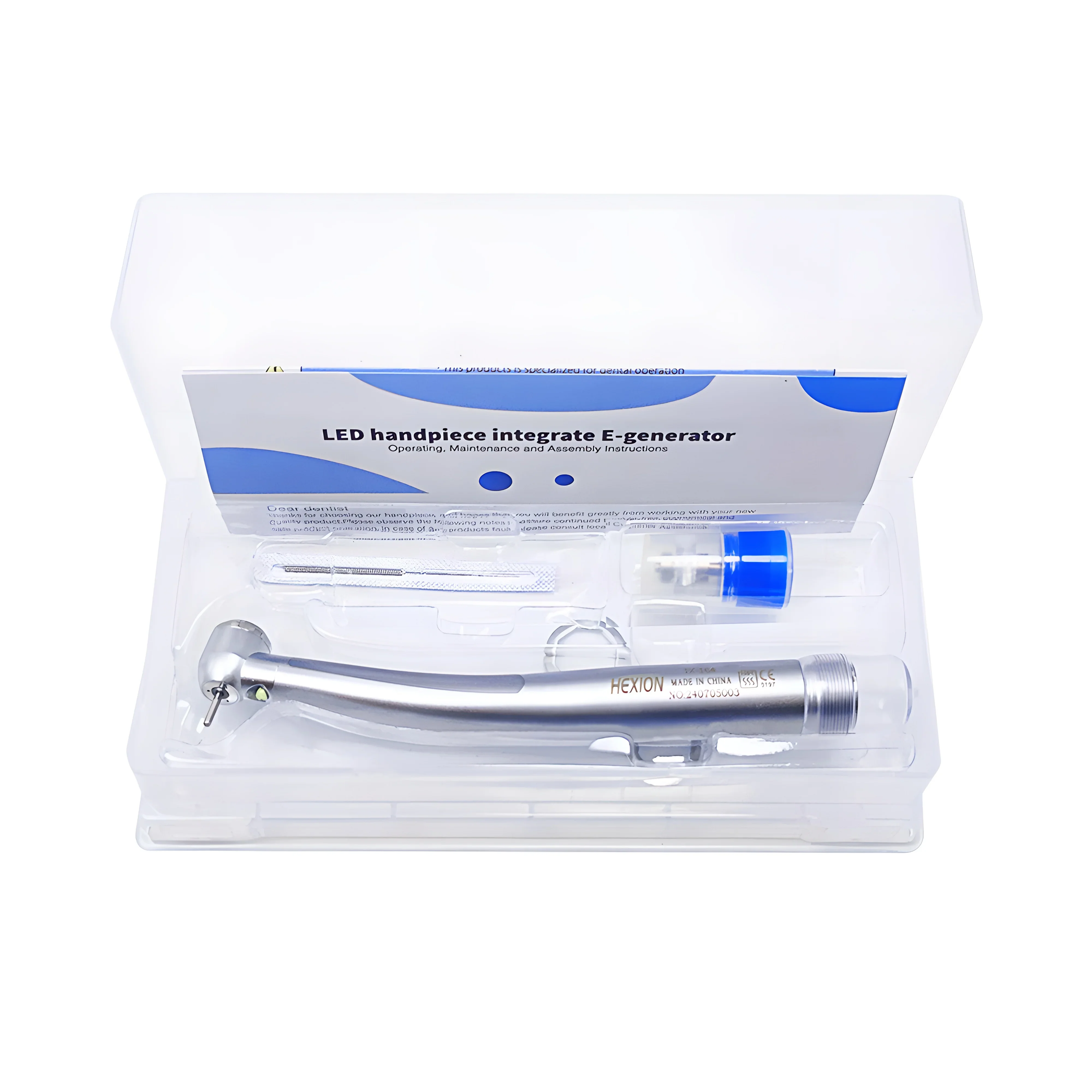 

HEXION Dental LED Lights High Speed Handpiece Kits With 1Pc Cartridge Bearing ,Torque Head Push Button 3 Water Spray 2/4 Holes