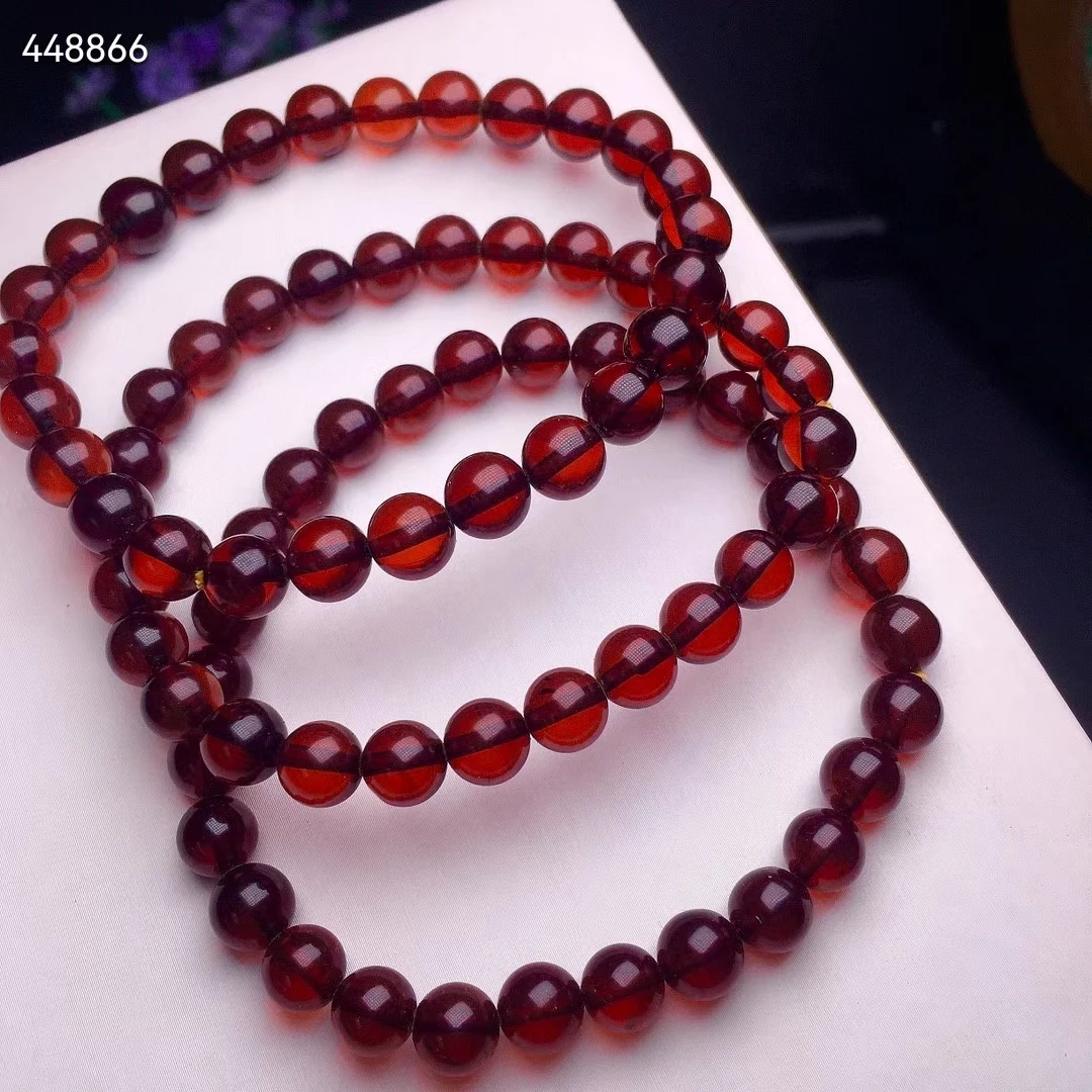 Imagem -03 - Rodada Beads Pulseira para Homens e Mulheres Sangue Vermelho Natural Âmbar Contas Claras Stretch Jóias mm Drop Shipping Aaaaaa