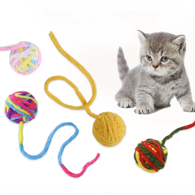 Funny Cat Toys Colorful Yarn Balls With Bell Sounding Interactive Chewing Toys For Kittens Stuffed Toys Ball Cat Supplies