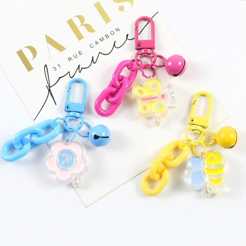 Cute Animal Keychain Pendant Creatively Paired With Colorful Open Loop Chain Student Bag Headphone Cover Decoration Car Keychain