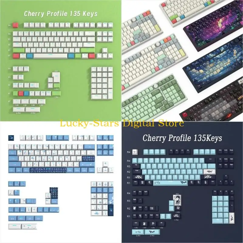 T3EE 135PCS Mechanical Keyboard Keycaps Two-color Injection Thick PBT Keycap DyeSub