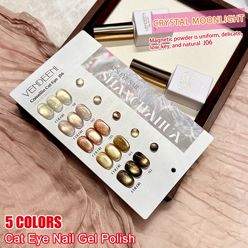 Vendeeni 5 Farben Kristall-Katzenaugen-Gel-Nagellack-Set Magnetischer UV-Soak-Off-Gel-Lack Katzenaugen-Nagelkunst-Gel-Lack mit Display – Detail 6