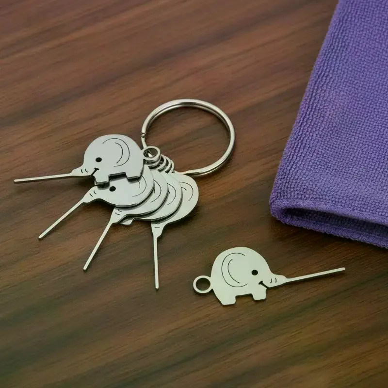 1/2/5pcs Sim Card Eject Pin Keychain Stainless Steel Universal Tool with Elephant Design