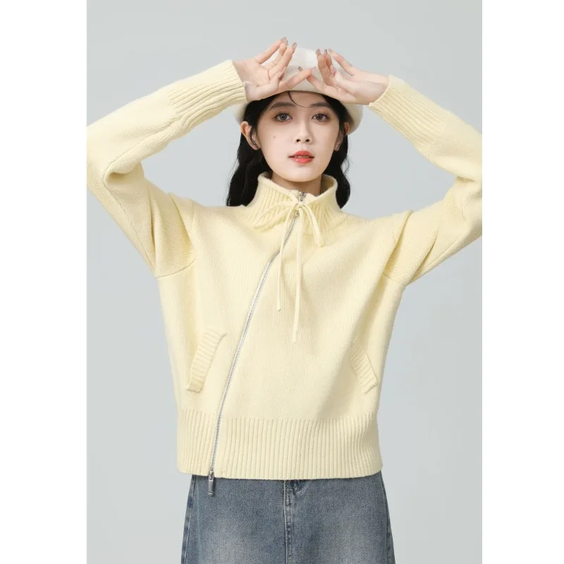 

Женский утолщенный свитер с полуводолазкой, осенне-зимний свободный вязаный кардиган, черный топ