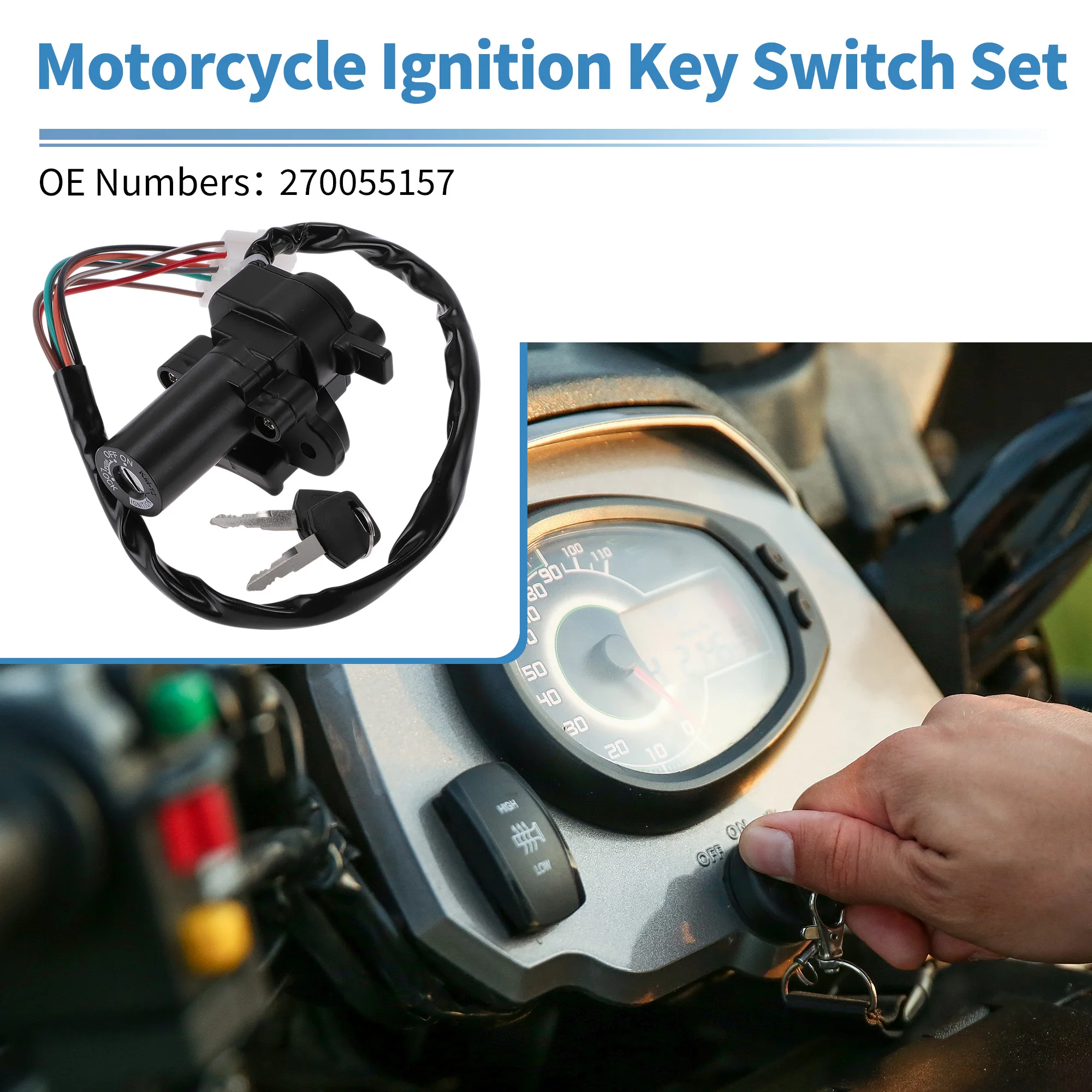 

X Autohaux Ignition Key Switch No.270055157 for Kawasaki EX250 Ninja 250 2008-2014 1 Set