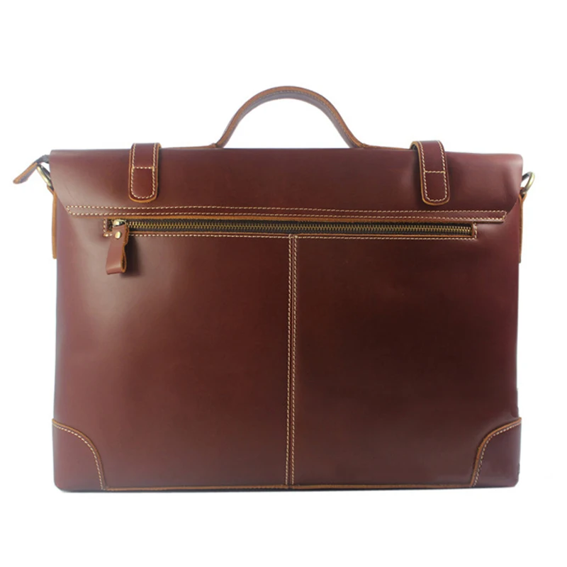 حقيبة ساعي البريد من جلد البقر الأصلي للرجال، حقيبة عمل مكتبية ذات سعة كبيرة للتنقل على حقيبة كتف #3