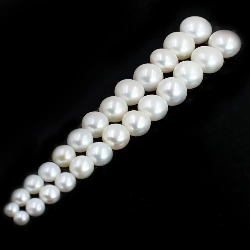 Jewelry Accessories 4-12mm 20pcs 3A Grade White Button Natural Freshwater Pearl Half Hole Drilled DIY Earring Pendant Beads