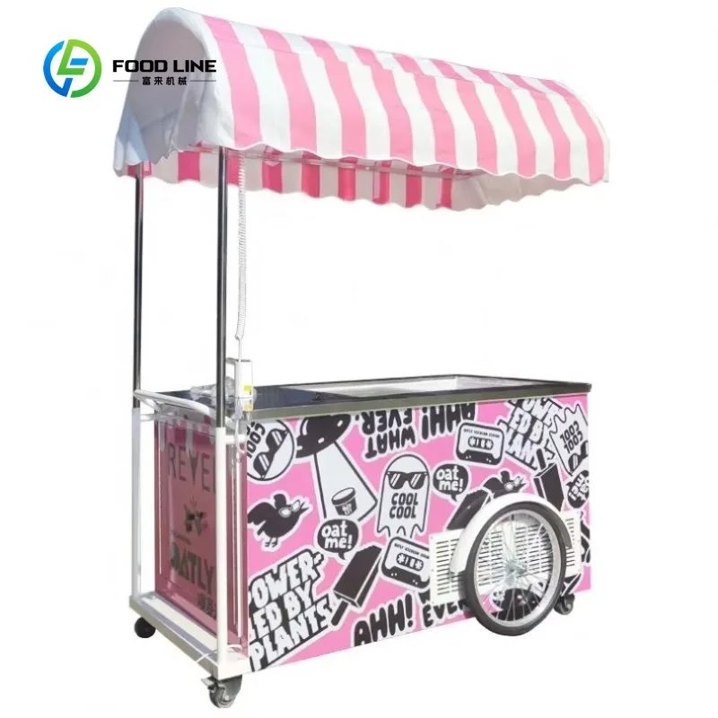 

Customized Mobile bar Station Ice Lolly Ice Cream Push Cart Coffee Trailer Coffee Bike Cart