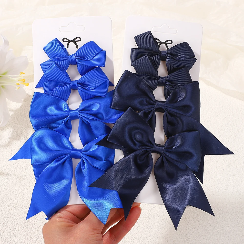 4 Teile/satz Handgemachte Satin Band Bogen Haar Clips für Baby Mädchen Nette Einfarbig Einfarbig Satin Haarnadeln Haarspangen Kinder headwear – Detail 12