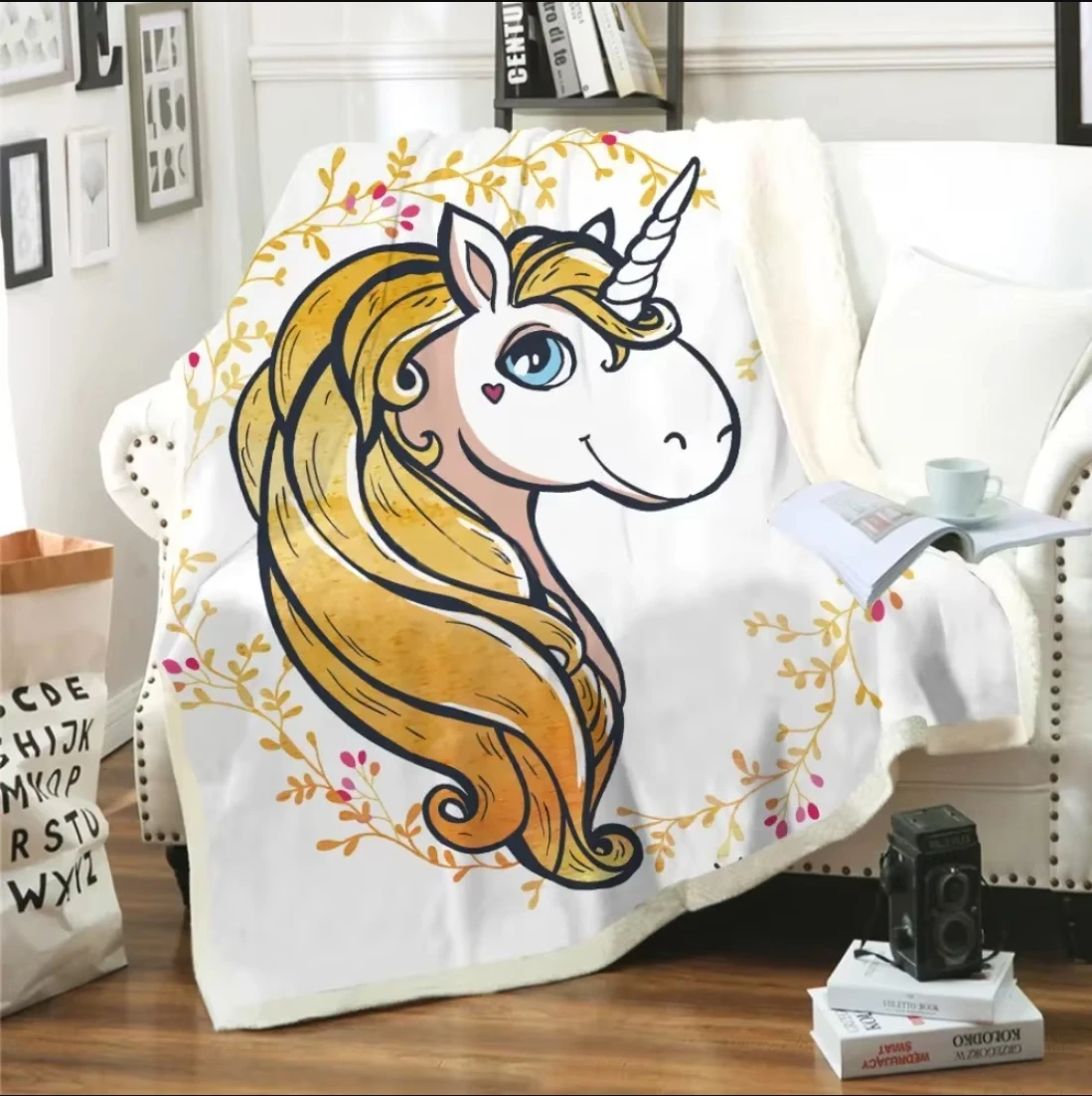 

Cartoon Unicorn Throw Blanket 3D Print Aesthetic Fleece Blankets For Beds Home Textiles Luxury Adult Gift Warm Kids Cute Kawaii