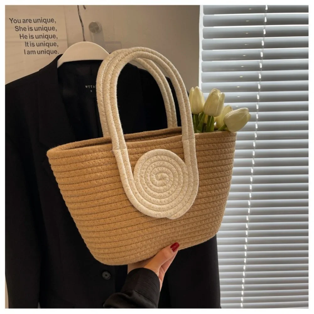 

Hand Woven Women Bag 2024 New Vintage Hand-held Bucket Bag with Ins Straw Bag Large Capacity Crossbody Bag