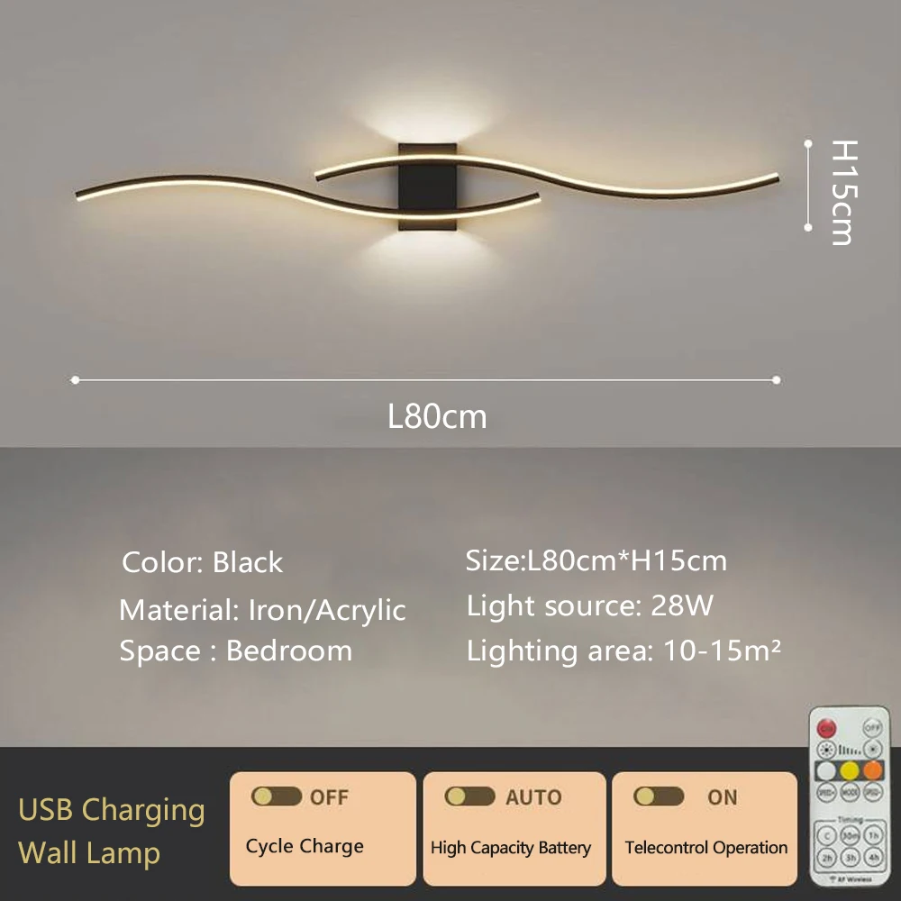Recharge LED Wall Lamp 5400mA led wall Light For Background Decorative Light For Living Room Bedroom Home Lighting Fixture