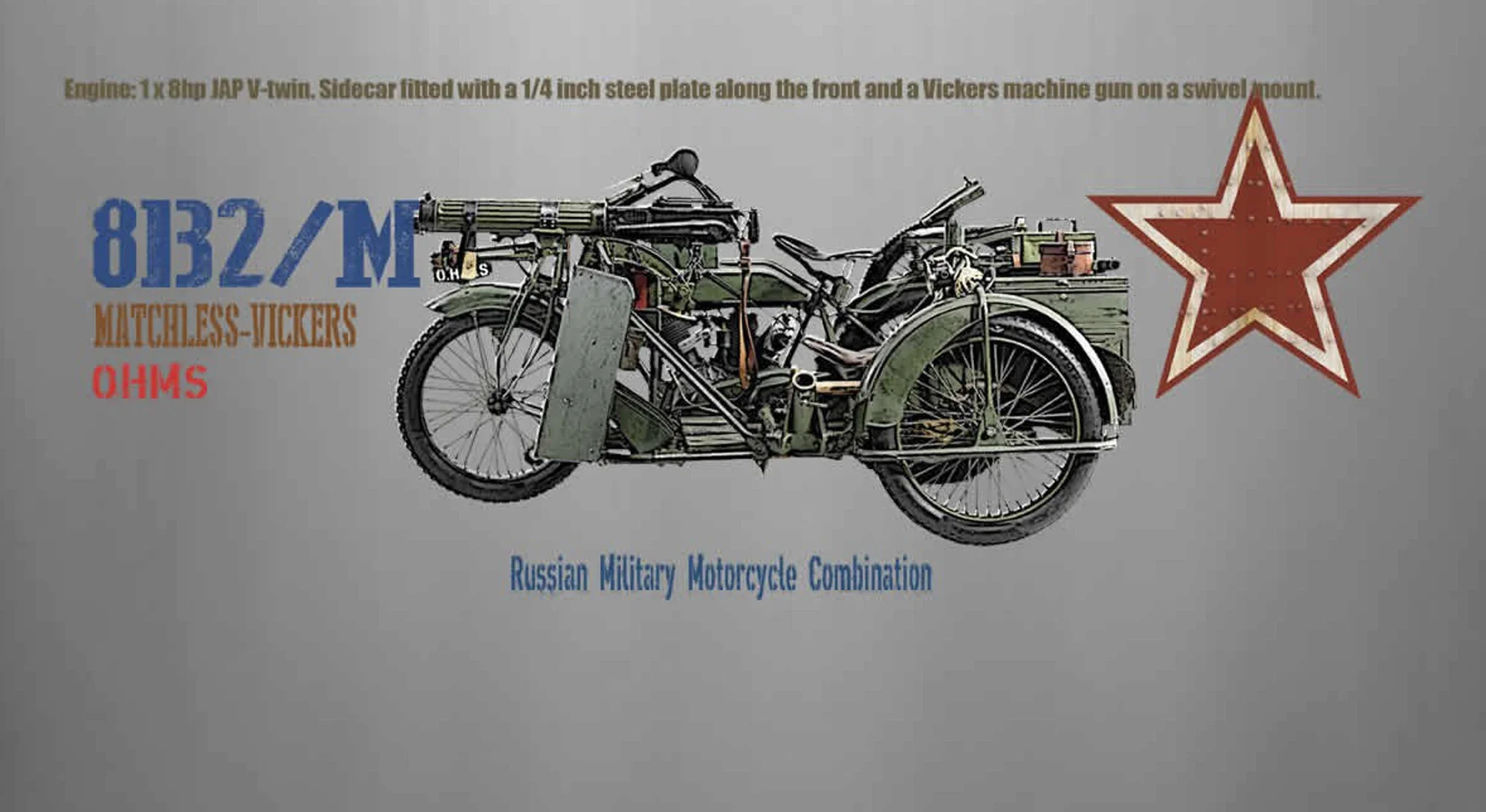 Matchless Vickers 8B2/M Soviet Russian Military Motorcycle T-Shirt 100% Cotton O-Neck Short Sleeve Summer Casual Mens T-shirt