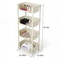 5-Tier Rolling Utility Cart with Wheels, Heavy Duty Plastic Storage Organizer Shelf, Mobile Utility Trolley for Kitchen, Bathroom, Bedroom, Office, White 2