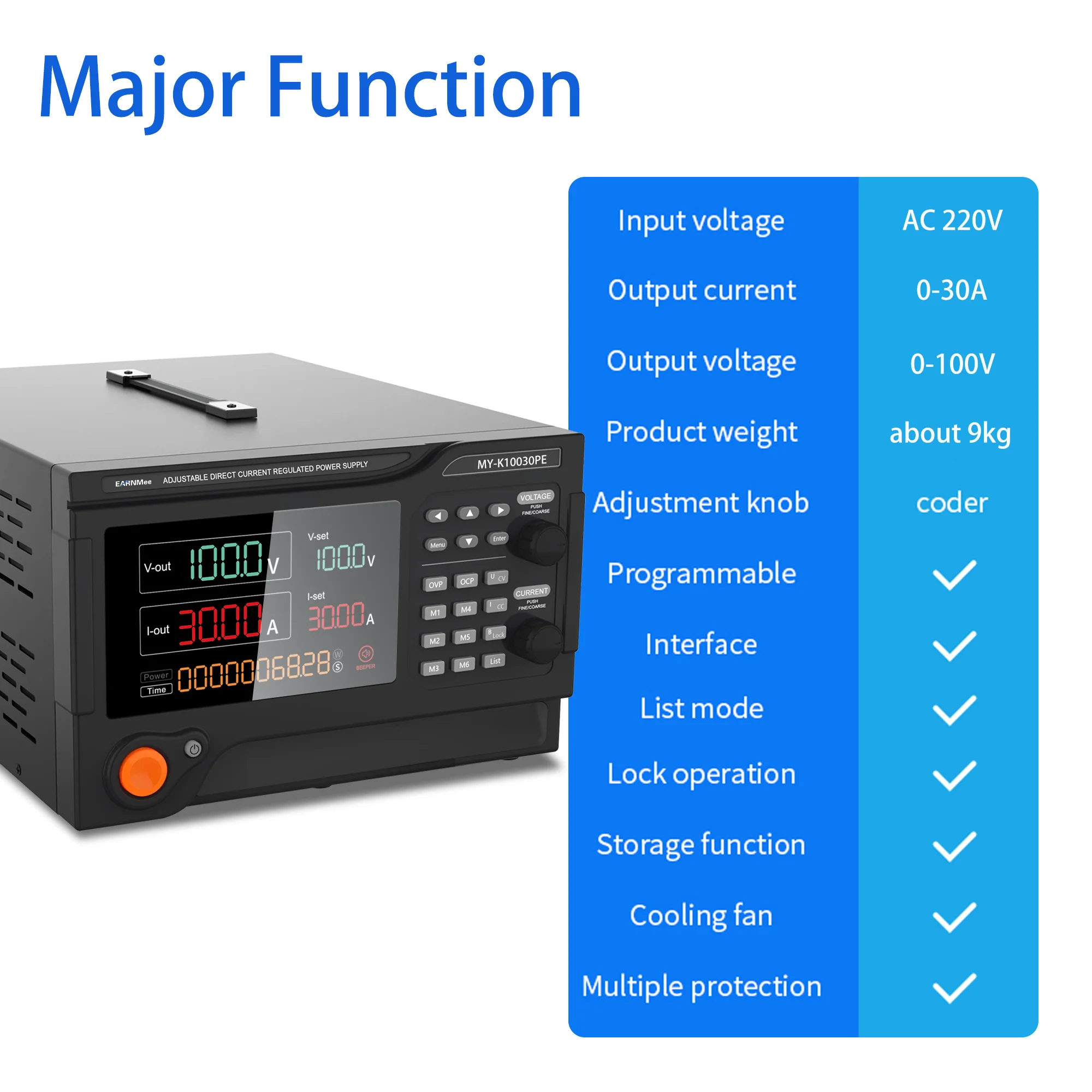 Labor 100V 30A Schaltvariable mit programmierbarem DC-Werkbank-Netzteil mit Digitalanzeige