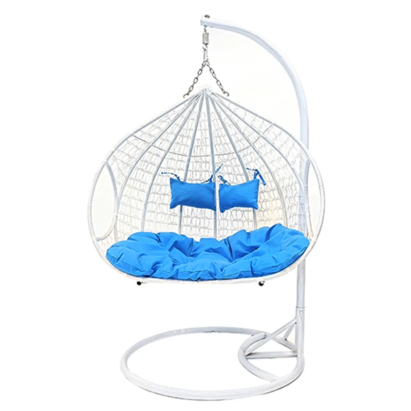 Patio Double Egg Chair Swing Basket Cushions with Stand Double Hanging Egg Nest Swing Chair