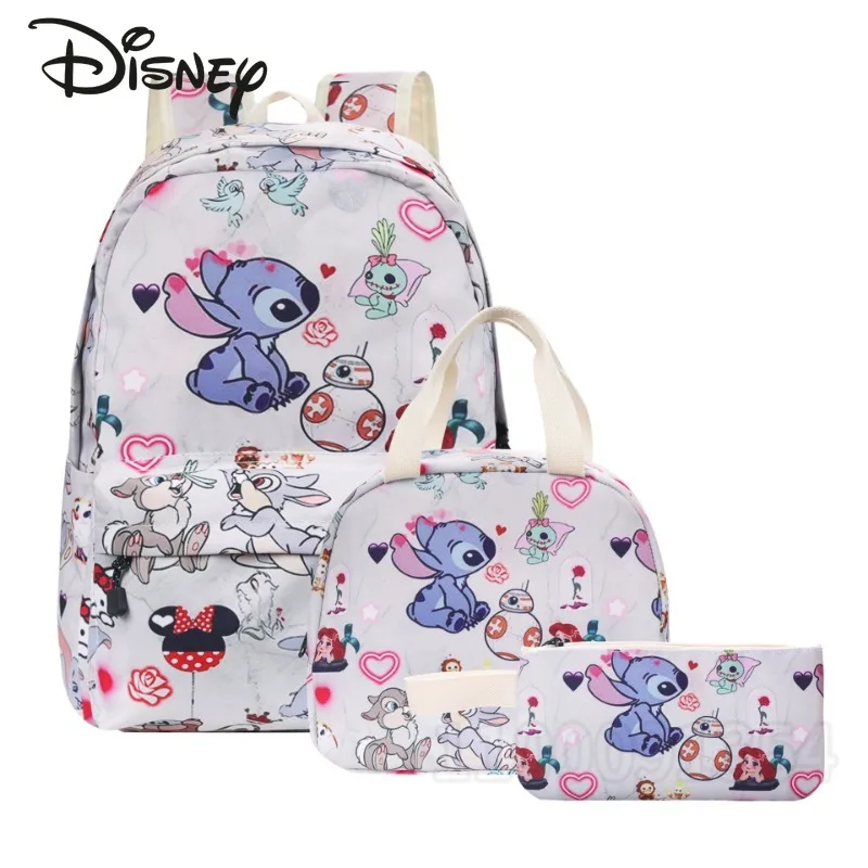 

Disney Stitch New Children's Backpack Luxury Brand Fashion Children's School Bag 3-piece Set Cartoon Cute Student Backpack