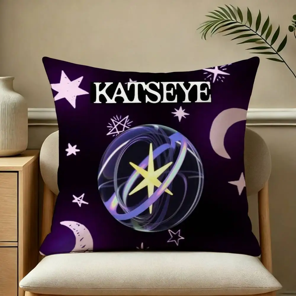 Global Girl Group K-KATSEYE Square Double-Sided printed Pillow Case Bedroom Bedside Pillow Sofa Cushion Cover