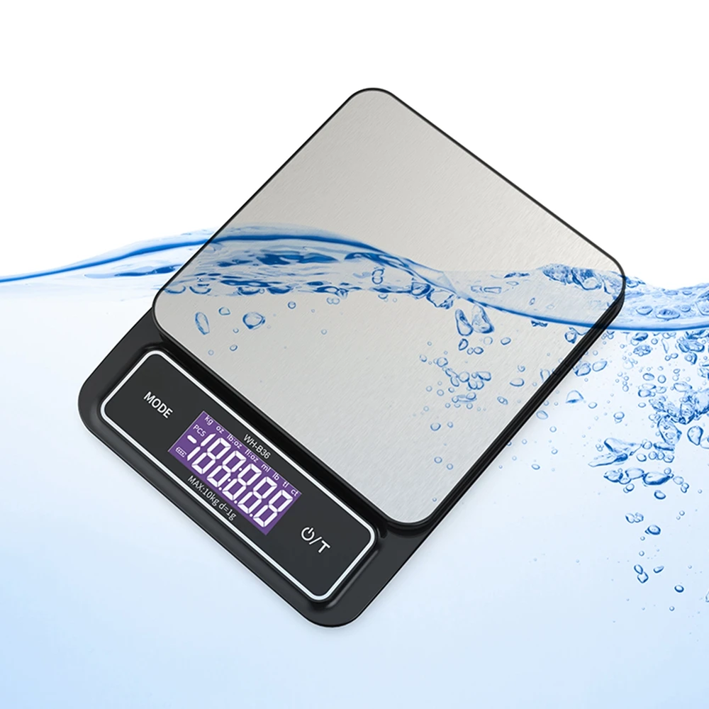 10kg 1g Digital Touch Scale IP67 Fully Waterproof Stainless Steel Recharge Kitchen Scales Food Baking Weighing Tools 6kg/0.1g