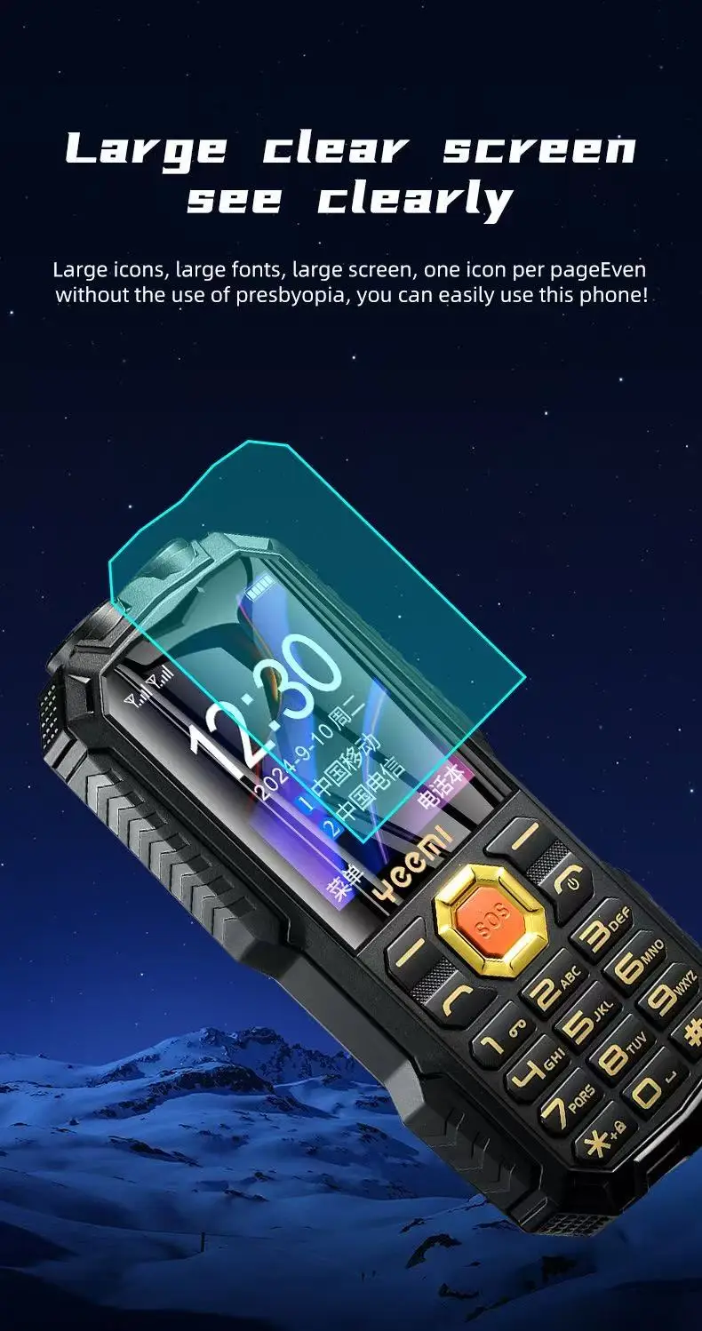 YEEMI Q7 Senior Mobile Phone Large Keys Big Font FM Radio Powerful Flashlight 2400mAh Loud Speaker Cellphone For Elderly