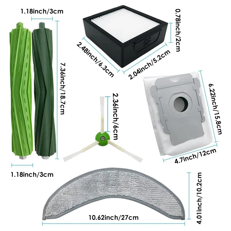 For Irobot J7+ Combo Robotic Roller Main Side Brush Hepa Filter Mop Cloths Rag Dust Bag Accessories