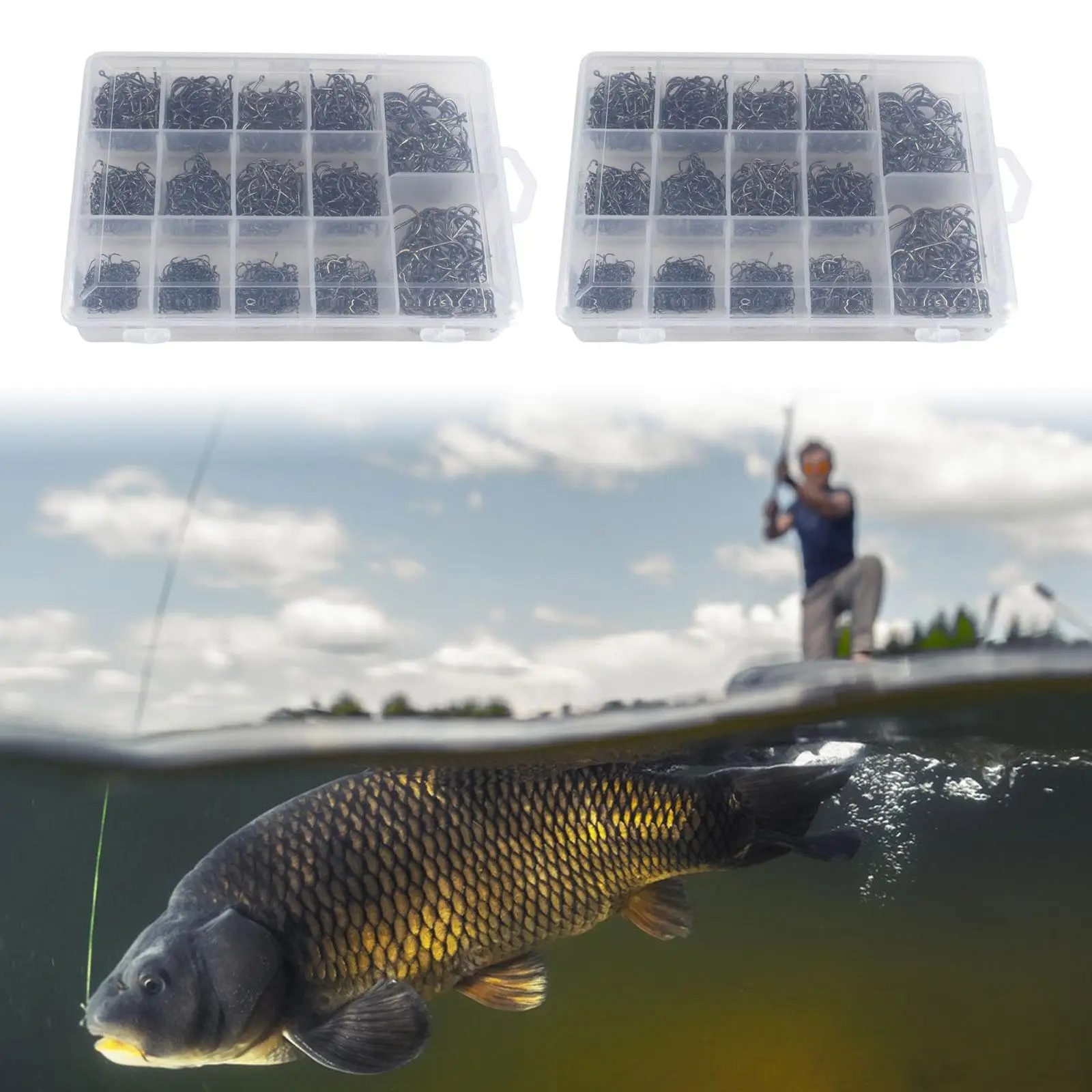 Fishing Hooks Fish Hooks Carbon Steel Hooks with Storage Box Circle Hooks Offset