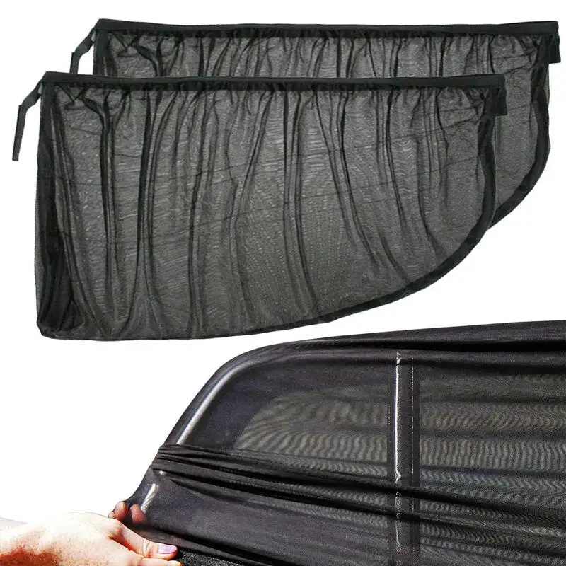 2pcs Car Side Window Sunshade Curtains Thermal Insulation UV Protect Breathable Auto Mosquito Curtain Car Sun Visor Accessories