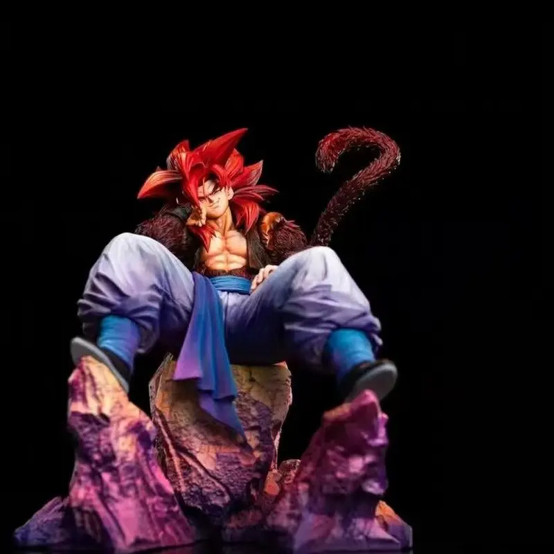 

Anime Dragon Ball Gt 24cm Super Saiyan 4 Gogeta Sitting Pose Collectible Figure Pvc+Abs Statue With Rock Base Desktop Decor Gift