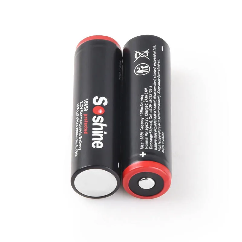 Soshine 2PCS/LOT 18650 3.2V 2000mAh LiFePO4 Rechargeable Battery With Protected