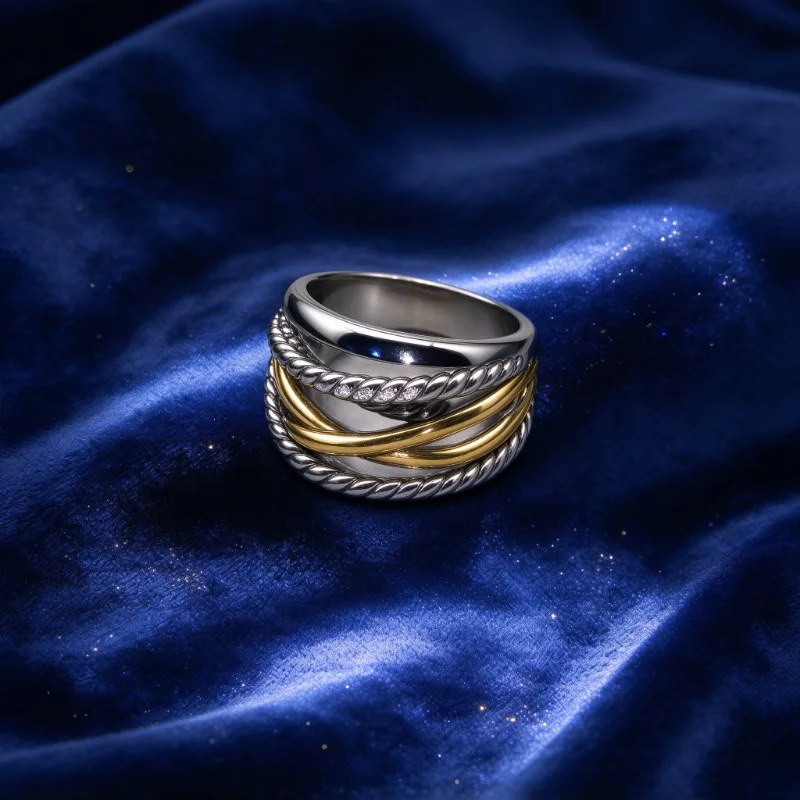 Trendy Twisted Cable Rope Finger Ring Minimal Spiral Stackable Band Ring for Women Daily Dating Party Wear Fashion Metal Jewelry Birthday Wedding Gift Ornaments