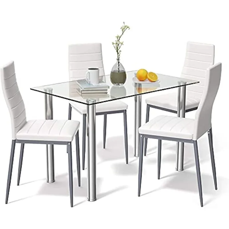 5 buah meja makan Set, putih