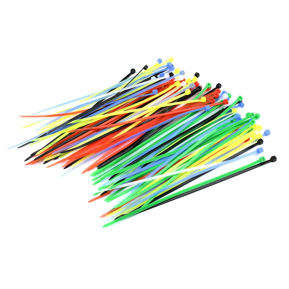100pcs/bag 2.5x3x100\150\200mm Self-locking Plastic Nylon Tie Cable Fastening Ring Cable Tie Zip Wraps Strap Nylon Cable Tie Set