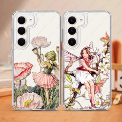 2 in 1 PC+TPU Phone Case For Samsung Galaxy S25 S24 S23 Ultra S24FE A15 A34 A35 A53 A54 A55 Shockproof Cover Flower Fairy