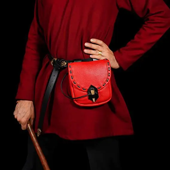 القرون الوسطى الرجعية الخصر كيس مزموم المحمولة حزام الخصر حزمة مراوح محفظة تأثيري الدعامة مع حزمة مراوح رياضية الزخرفية تأثيري الدعائم